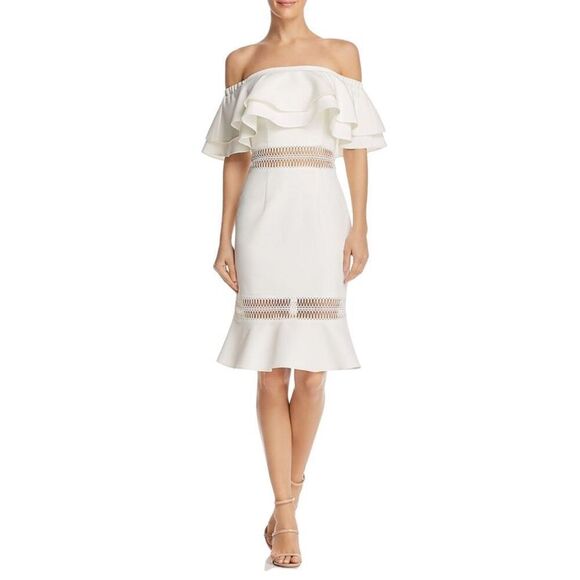 NWT Jarlo White Jazzmyn Off the Shoulder Tiered Ruffle Dress - Picture 2 of 7